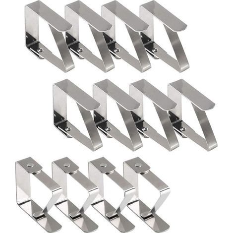 12 Pince Nappe Extérieur en Acier Inoxydable, Clips Anti-Glissant, Fixation Table 10-30mm (1/4)
