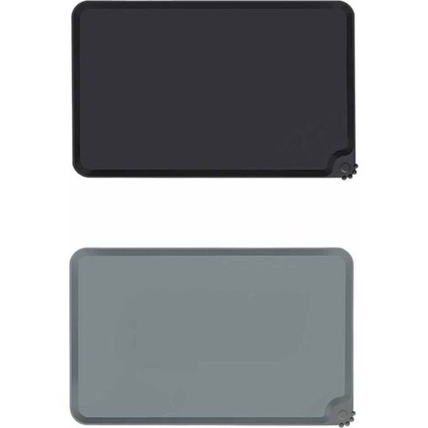 Sets de table en silicone pour animaux - Anti-éclaboussures et antidérapants - Conviennent aux gamelles de chiens et de chats - Gris/Noir - 48 x 30 cm - Lot de 2
