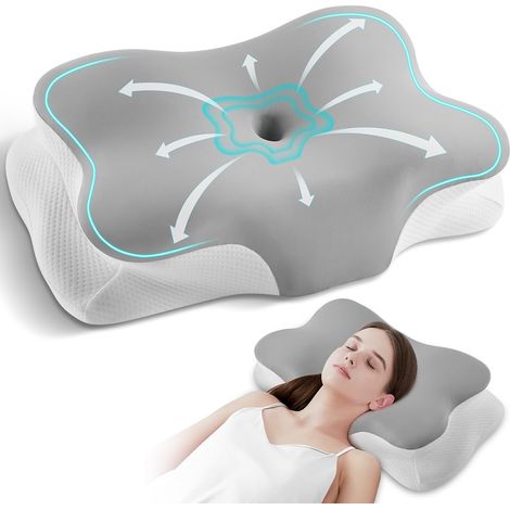Memory Foam Pillow, Ergonomic Cervical Pillow, Anti-Snoring Pillow, Suitable for Side, Back, or Stomach Sleepers (1/4)