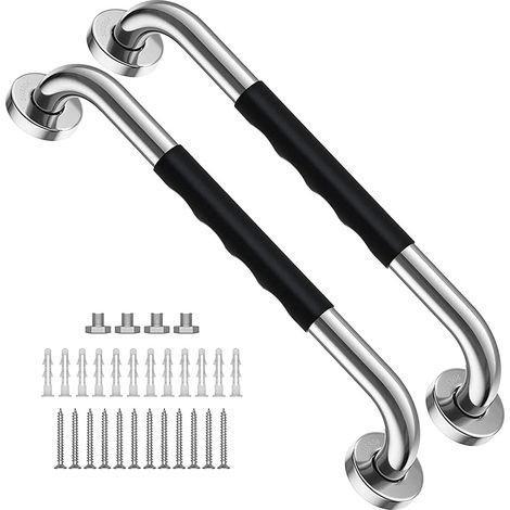 Barre d'appui de douche en acier inoxydable de 40,6 cm avec poignée anti-caoutchouc, barre d'appui de bain, support mural de sécurité (1/5)