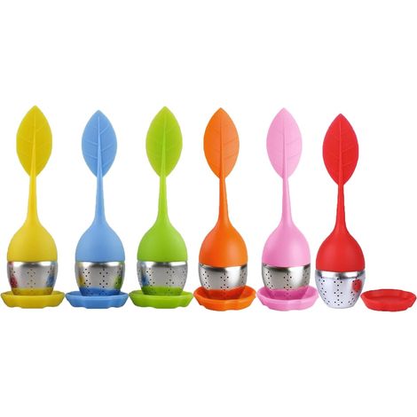 Infuseur à thé, Infuseur à thé, Passoire à thé en silicone, Infuseur à thé en acier inoxydable et silicone, Lot de 6 filtres à thé en acier inoxydable et silicone, Passoire à thé en acier inoxydable (1/5)