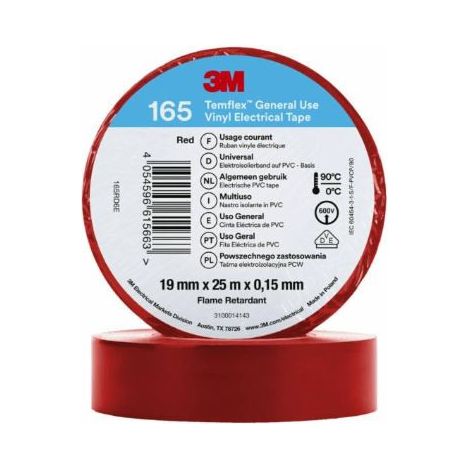 Nastro Isolante Temflex 165 19Mm X 25M Red ( 3M cod. 7100184817 )