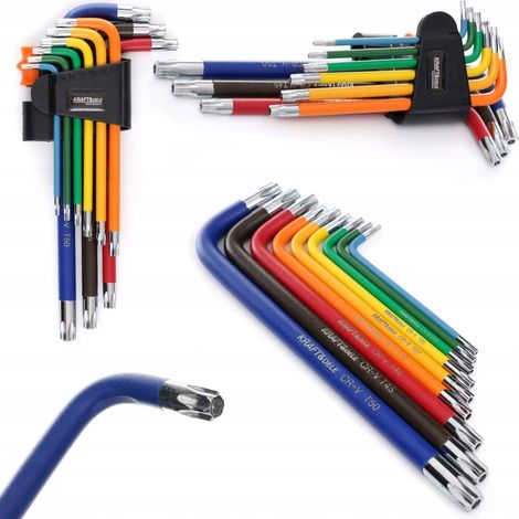 Ensemble de 9 douilles hexagonales Torx colorées. Kraft & Dele