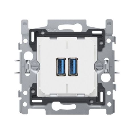 Niko Chargeur double USB-A intelligent 3,5 A à encastrer avec fixation par griffes