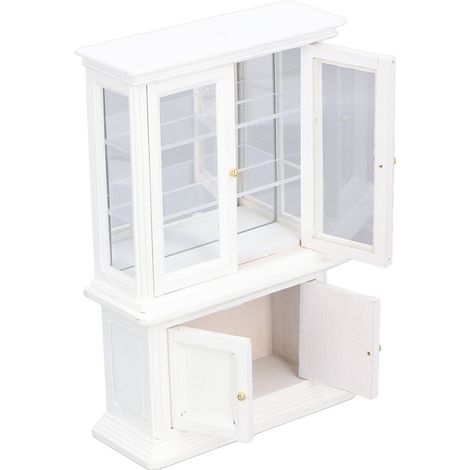 Bibliothèque miniature à l'échelle 1:12, vitrine haute en bois imitation, blanche, idéale pour la décoration de maison de poupée. (1/5)