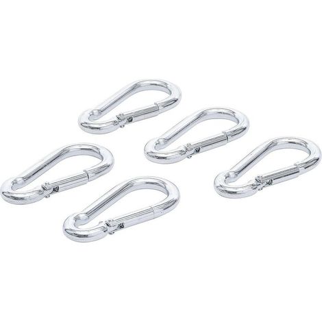 Assortiment de Crochets Mousquetons 5 pcs 80 mm - Acier Résistant - Fixation Polyvalente et Sécurisée - D-Work (1/5)