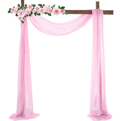 [Rideau Décoratif] Rideau de Fond Blanc 70550cm en Chiffon Drapé - Pochette pour Barre, Reusable, Sans Marques d'Emballage, Pour Mariage, Photo, Décoration d'Arch (1/5)