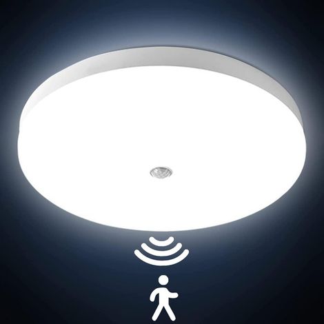 Lampes de Plafond avec Détecteur de Mouvement 24W 3000LM Plafonnier LED Rond Ultra-mince LED Lampe Imperméable IP56 Luminaire Intérieur Parfait pour Chambre Cuisine Balcon Couloir 40cm (1/5)
