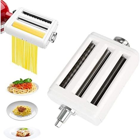 Applicable Accessoire pour machine à pâtes en acier inoxydable, rouleau à pâtes et coupe-pâtes pour batteurs sur socle, comprend une brosse de nettoyage pour un entretien facile (1/5)