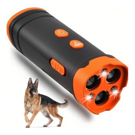 Répulsif à ultrasons pour chien – Lampe de poche LED triple tête – Anti-aboiement longue portée – Batterie haute capacité 30 jours – Facile à transporter (1/5)