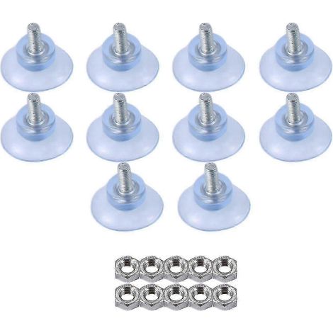 Lot de 10 ventouses de rechange en caoutchouc pour plateaux de table en verre, avec vis M6, pour une forte aspiration. (1/5)