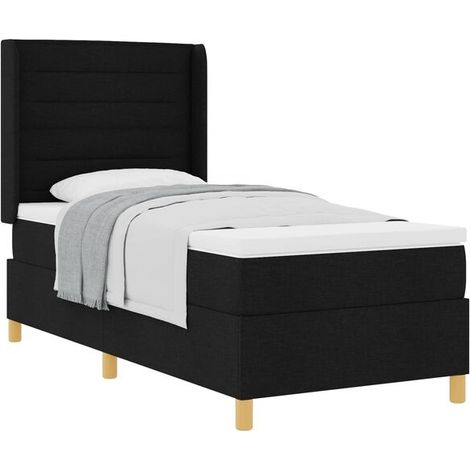Matelas à ressorts avec sommier noir, dimensions 80 x 200 cm, revêtement en tissu. (1/5)