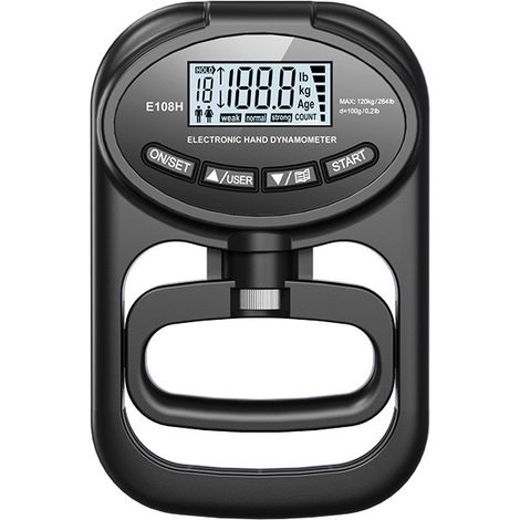 Digitaler Handkraftmessgerät, Hand Dynamometer Schwarz, Elektronischer Griffkraft Messer, Griffkraftmessgerät, Grip Strength Trainer Kraftmesser mit USB-Ladekabel (1/5)