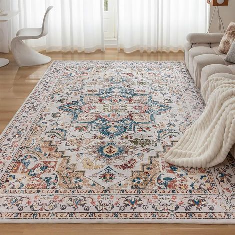 Tapis Salon Lavable Machine Tapis Chambre Pile Courte et Douce (1/5)