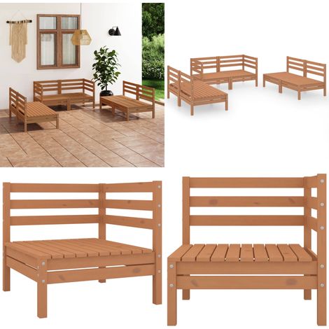 Set Salotto da Giardino 6 pz Marrone Ambra Legno Massello Pino - Salotto da giardino - Divano in legno