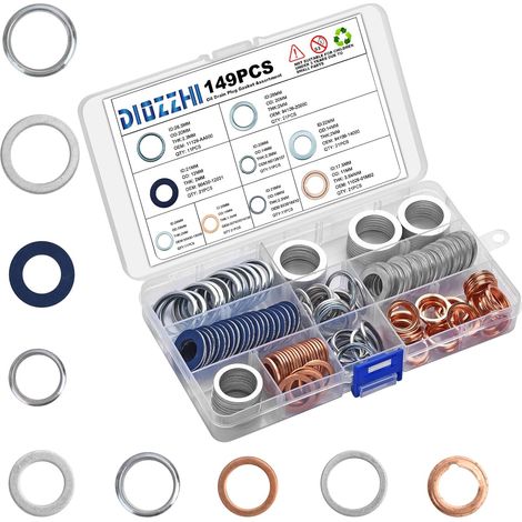 149 Pcs Oil Drain Plug Gaskets 9 Sizes Replacement Parts (1/5)