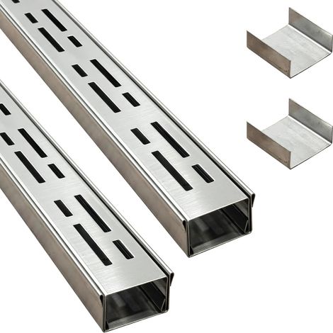 Caniveau Etroit Terrasse 5 Cm de Large, 2 M de Long, Caniveau Exterieur Extra Plat de ExtéRieur en Acier Inoxydable 304 avec Raccord, Canalisation de Drainage pour Balcon/Trottoir (1/5)