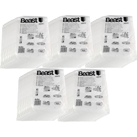 50er Paket Beast Maler Abdeckplane Abdeckfolie je 4x5m transparent 50 Stk.
