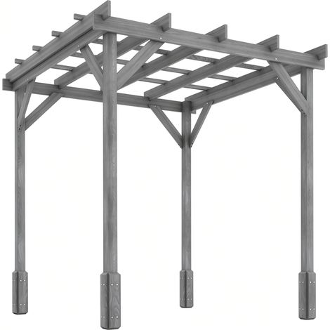 Outsunny 2 x 2m Wooden Pergola Kit, Garden Gazebo Shelter, Grey