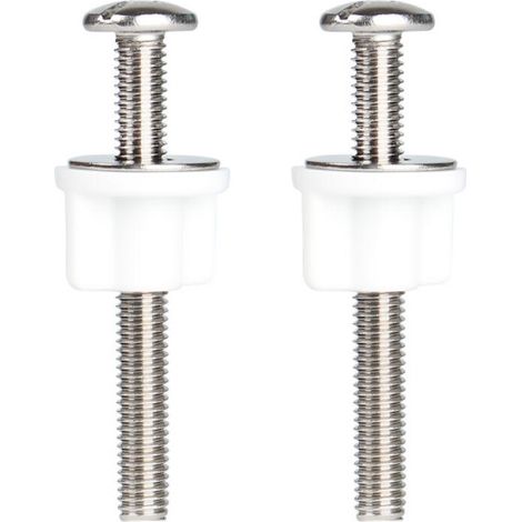Kit de fijación para asiento de inodoro con dos tornillos de 74 mm y dos tuercas, además de dos arandelas - Kit de fijación para reemplazar el asiento del inodoro - Compatible con la mayoría de los mo (1/5)