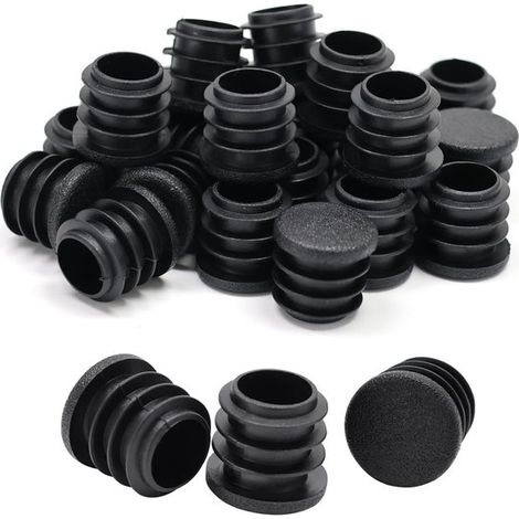 Lot de 30 embouts ronds pour tubes - Bouchons pour meubles - Bouchons en plastique - Noir - Matériau PE - 2,5 x 2,5 x 1,55 cm - Embouts pour tubes (1/5)