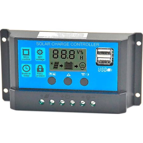 60A 12V-24V USB-Solar-Laderegler mit zwei USB-Ladegeräten (Blau) (1/5)