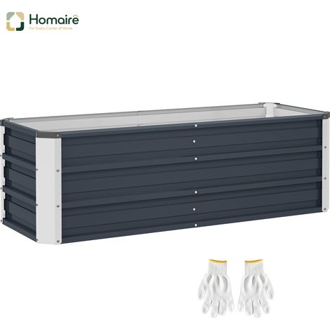 HOMAIRE Hochbeet Stahl Gartenbeet Pflanzkasten Kohlegrau für Gemüse & Blumen inkl. Handschuhe