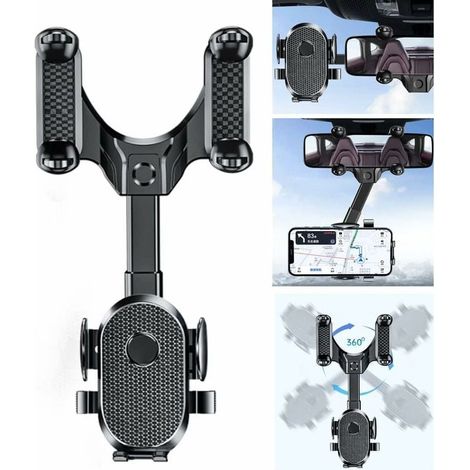 Supporto per telefono da auto - Supporto per telefono da specchietto retrovisore - Supporto girevole a 360° per specchietto retrovisore dell'auto (1/3)