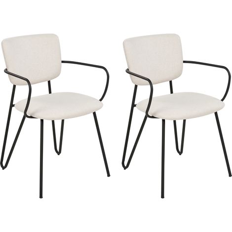 Conjunto de 2 sillas blanco crema negro poliéster respaldo curvo sin reposabrazos Elko (1/5)