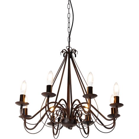 Smart Chandelier Rust Brown 8-Lights Incl. Wifi B35 - Giuseppe