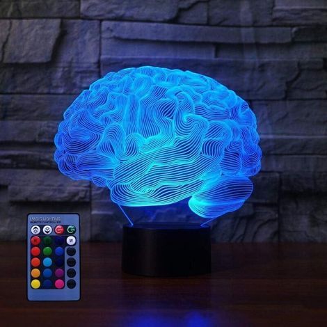 Illusion 3D Cerveau LED Lampe Art Déco Lampe Lumières LED Décoration Lampes Télécommande 7/16 Couleurs Change Veilleuse Alimenté par USB Enfants Cadeau Anniversaire Noël Cadeaux (1/5)
