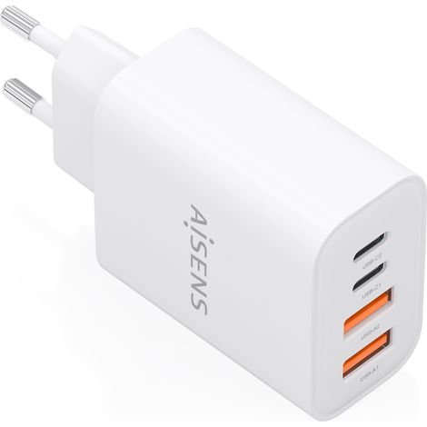 AISENS Cargador GaN 32W, 2xUSB-C PD3.0, 2xUSB-A, Blanco