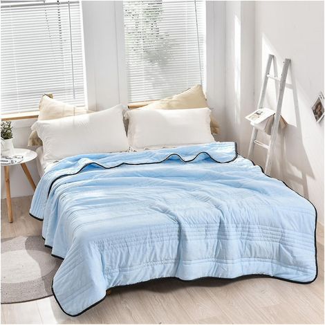 Couverture ultra rafraîchissante pour lits jumeaux et doubles, ultra douce et lavable, pour adultes et enfants - 180 x 220 cm - Bleu ciel (1/5)