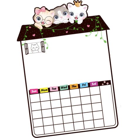 Tableau blanc magnétique pour réfrigérateur en PVC souple et magnétique à forte adhérence, en forme de chat mignon, avec stylo et gomme inclus (38,5 x 41,1 cm / 15,2 x 16,2 pouces) (1/5)