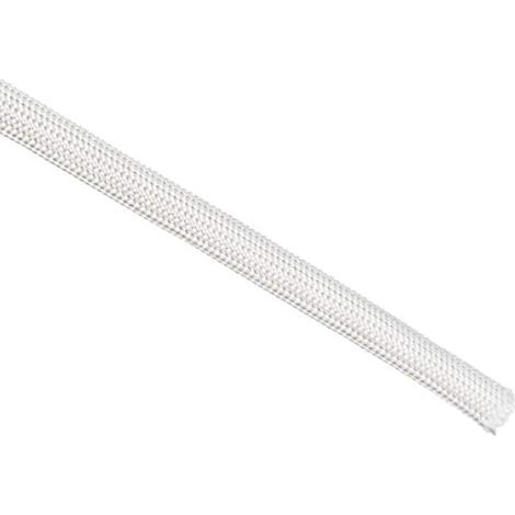 Manchon tressé isolant en fibre de verre haute température, 9,8 pi x 5 mm, blanc (1/4)