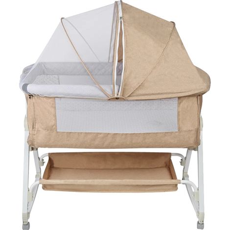 Berceau de co-sommeil, hauteur réglable, matelas confortable, Ivoire (1/2)