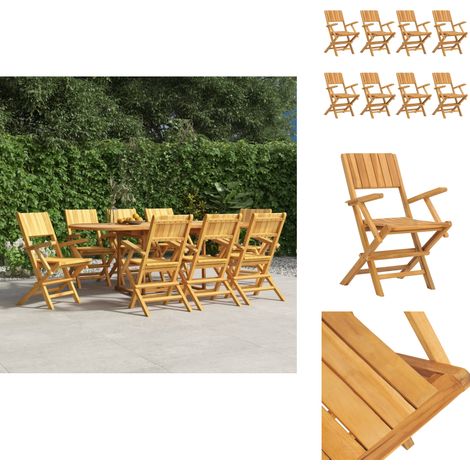 Gartenstühle 8 Stk. Klappbar 55x61x90 cm Massivholz Teak - Teakholzgartenstuhl - Klappbarer Gartenstuhl - Gartenmöbel - Outdoor Möbel - Balkonmöbel (1/5)