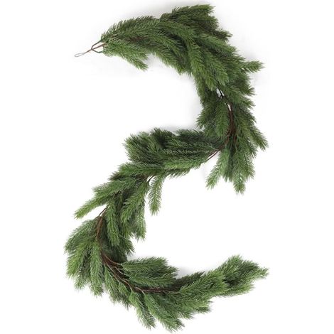 180cm Guirlande de Noël Sapin Artificiel en PP 131 Tips Aiguille Souple, Guirlande Imitation Sapin Décoration Intérieure et Extérieure, pour Cheminée, Escalier, Porte, Fenêtre, Vert (1/5)