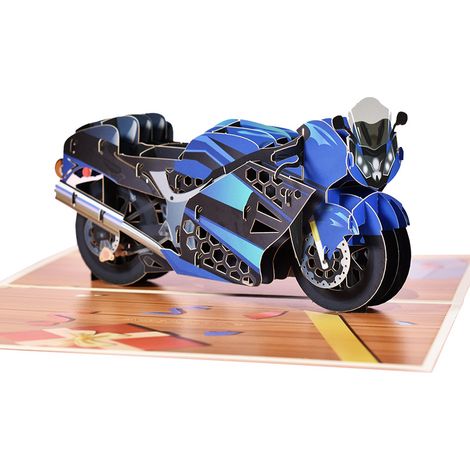 1 Carte pop-up moto, Découpe laser précise, Papier cartonné robuste, 3D surprise visuelle, Cadeau anniversaire Noël (1/5)