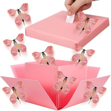 Scatola a sorpresa con farfalla (1 pezzo) Confezione regalo Scatola a sorpresa con farfalla 15 × 14,8 × 12,5 cm Fai da te Farfalla volante a sorpresa (1/5)
