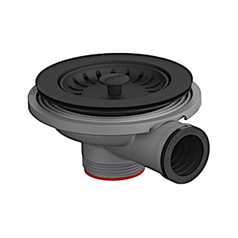 Franke – Bonde à panier Colorline 3 1/2" – Finition noir mat – Raccord de trop-plein inclus – Pour éviers Fragranit (1/2)