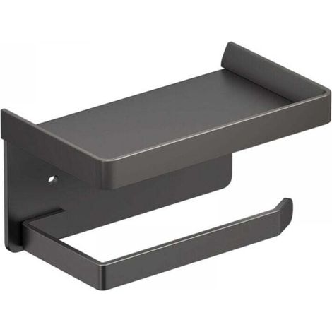 1pcs (Black) MUMU Aluminum Wall Mounted Toilet Paper Holder with Shelf for Bathroom and Kitchen (1/3)