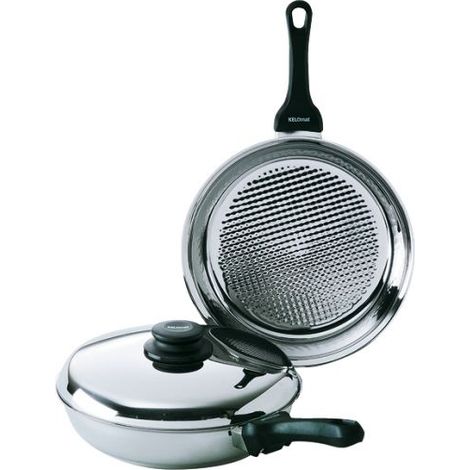 Kelomat poêle à frire Grillmeister avec couvercle Ø24 cm acier inoxydable induction (1/4)