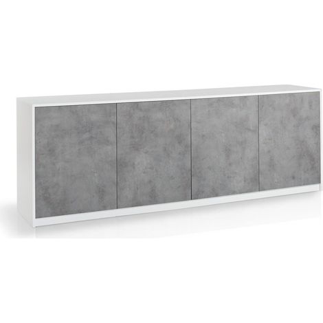 Buffet 4 portes SKEE blanc/ciment (1/4)