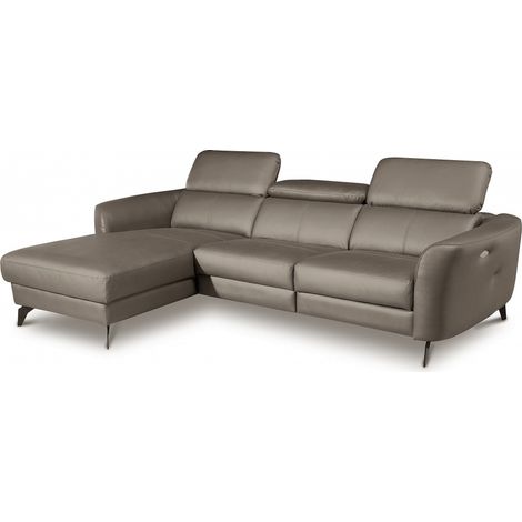 - Canapé d'angle relax en cuir de luxe italien avec relax électrique, 5 places BERTONI, taupe, angle gauche (1/5)