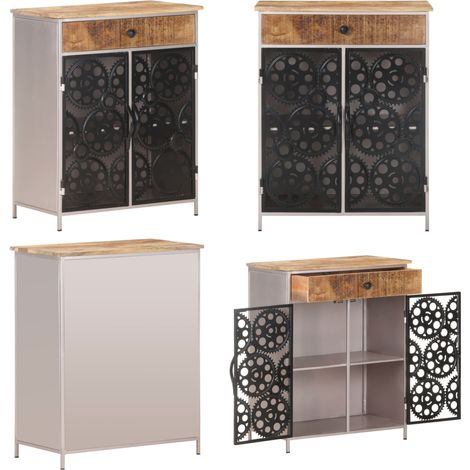 Buffet 60x35x75 cm Bois de manguier brut et fer - Buffet - Meuble Industriel - Mobilier Design - Commode - Rangement - Home & Living (1/5)