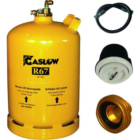 PACK GASLOW Bouteille GPL Rechargeable 11kg/21L + Lyre 60cm + Boîte de Transfert Blanc + Adaptateur Recharge Europe (1/5)