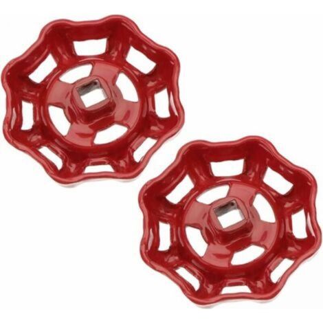 2 pieces 7x7mm Red Iron Valve Handle Handwheel for Ball Valve Shut-off Valve Water Pipe Valve Top Part Handle (1/4)