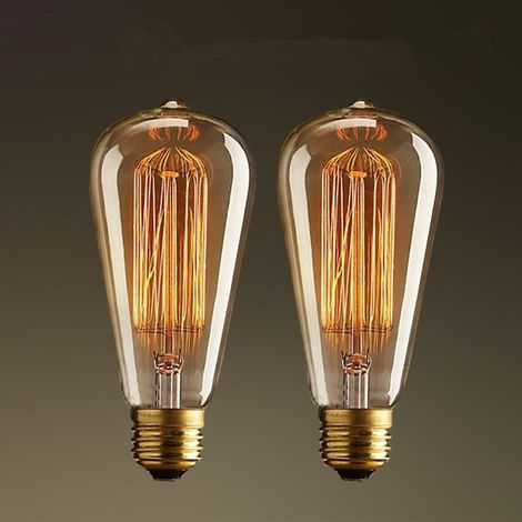 Lot de 2 Vintage Edison Ampoule E27 LED 40W, Verre Ambré, Blanc Chaud, Non Dimmable, ST64 Filament Rétro, Décorative pour Maison, Bars, Café
