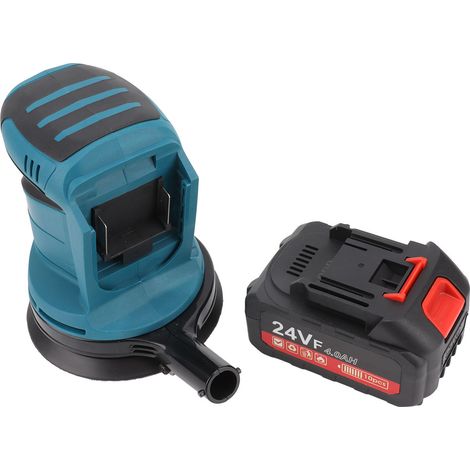 Ponceuse circulaire 125mm à batterie lithium-ion rechargeable, tension 100-240V norme européenne, livrée avec chargeur et batterie adaptée. (1/5)